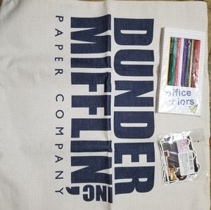 The Office, Dunder Mifflin pilow cover,color pencils,vinyl stickers, office sign